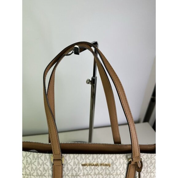 Michael Kors Jet Set Travel Md Carryall Tote White Canvas - Picture 4 of 11